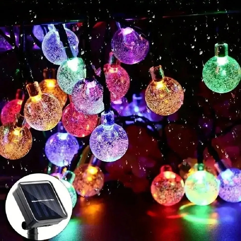 Luminária Solar de Bolhas com 8 Modos de Iluminação – 20/30/50/100 LEDs para Jardim, Festa e Varanda
