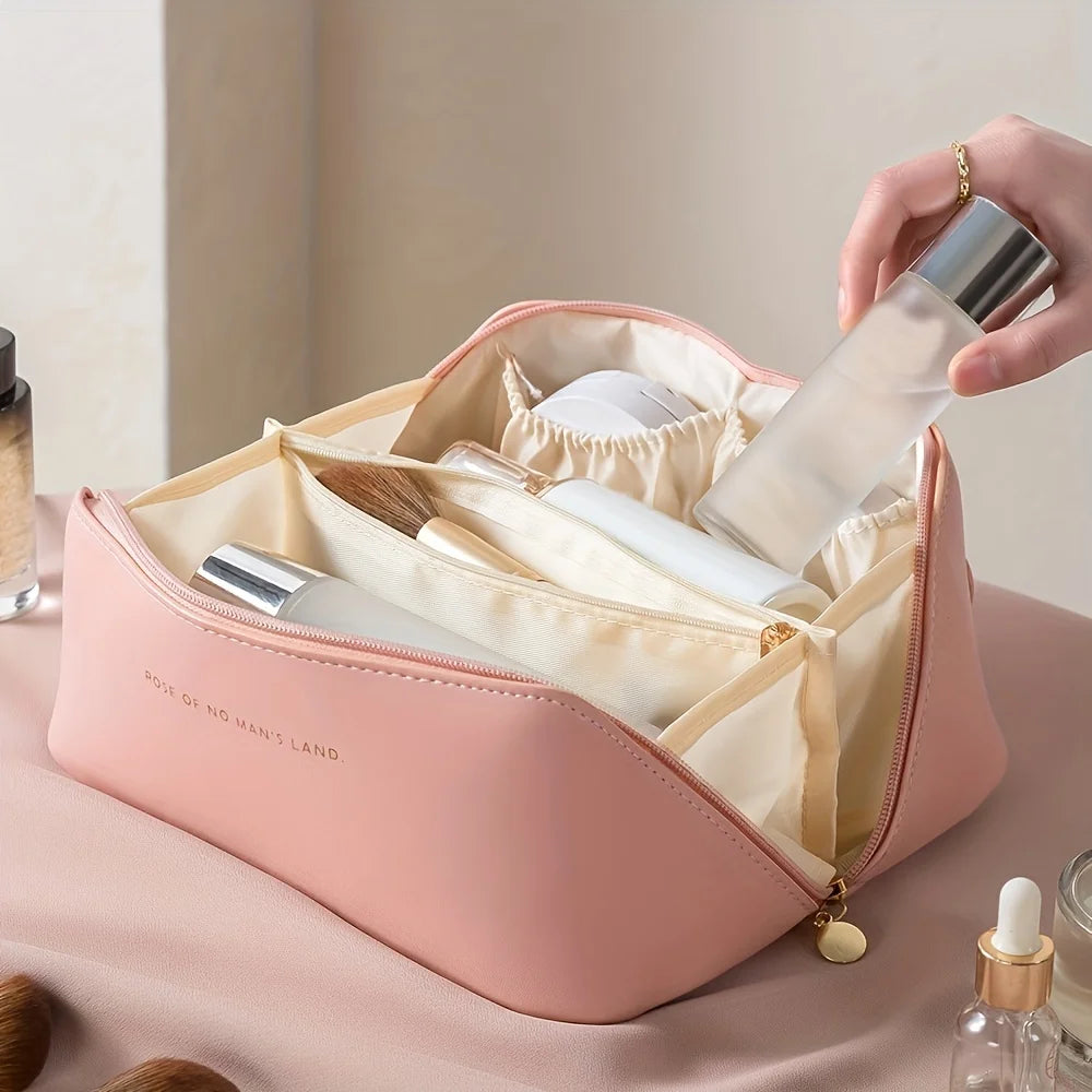 Necessaire de Luxo Feminina – Bolsa Organizadora de Maquiagem e Cosméticos com Zíper, Ideal para Viagens e Uso Diário