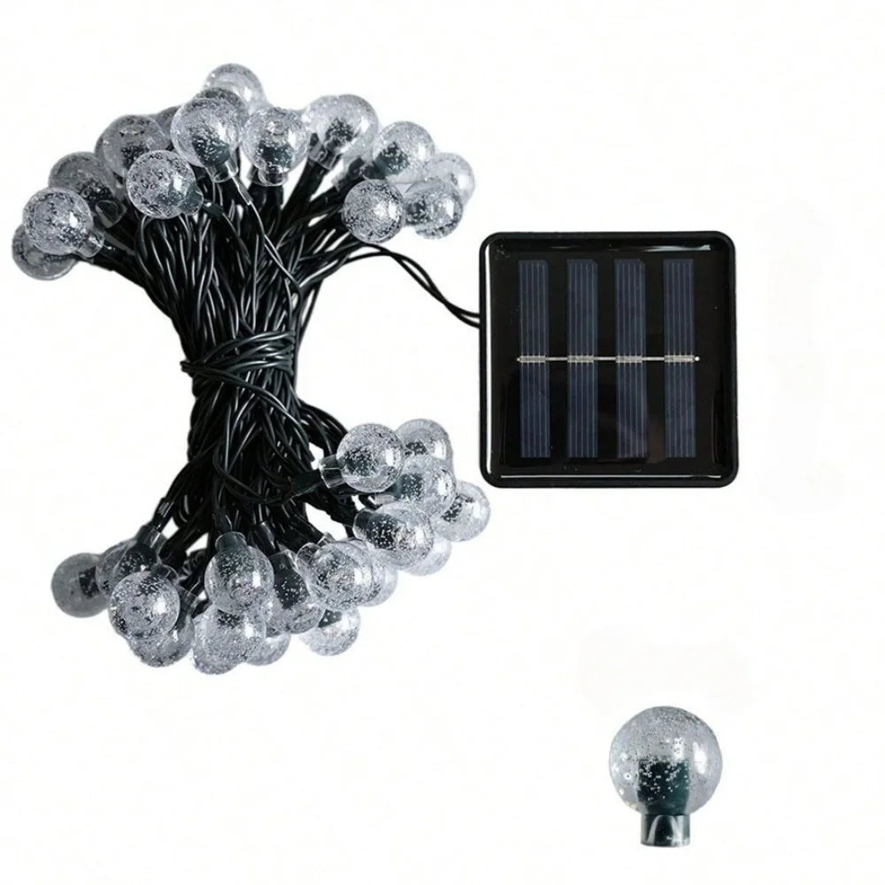 Luminária Solar de Bolhas com 8 Modos de Iluminação – 20/30/50/100 LEDs para Jardim, Festa e Varanda