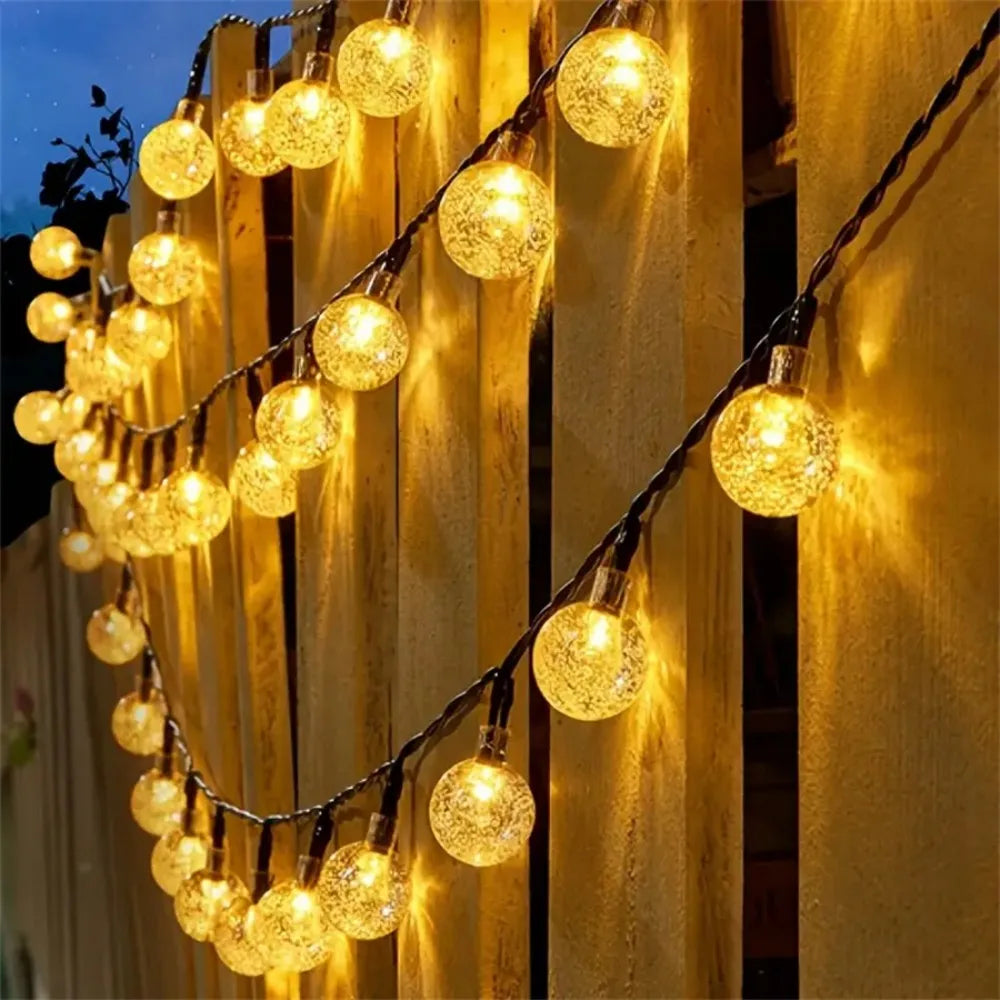 Luminária Solar de Bolhas com 8 Modos de Iluminação – 20/30/50/100 LEDs para Jardim, Festa e Varanda