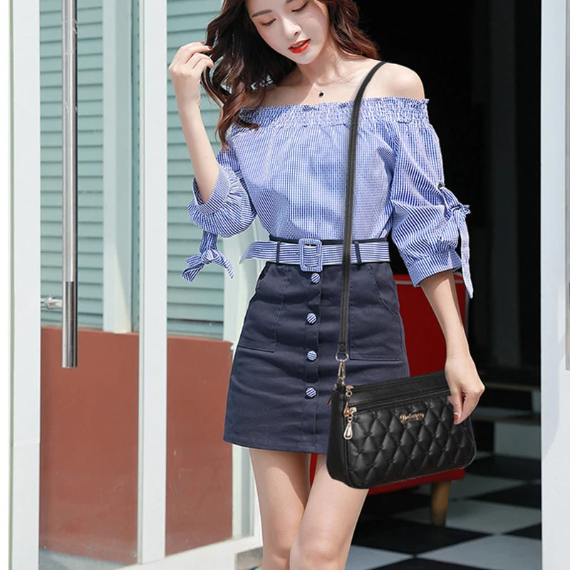 Bolsa Feminina de Ombro Bordada com Pompom – Estilo Casual em Couro PU, Alça Transversal e Compartimentos Internos