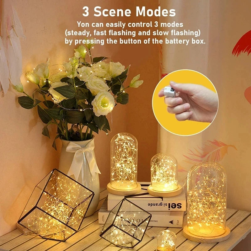 Luzes Fairy Decorativas com Pilha – 1/5/10 Peças, 3 Modos de Piscar, para Quarto, Jardim ou Casamento